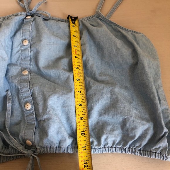 Madewell Chambray Bubble Crop Top - Picture 8 of 11
